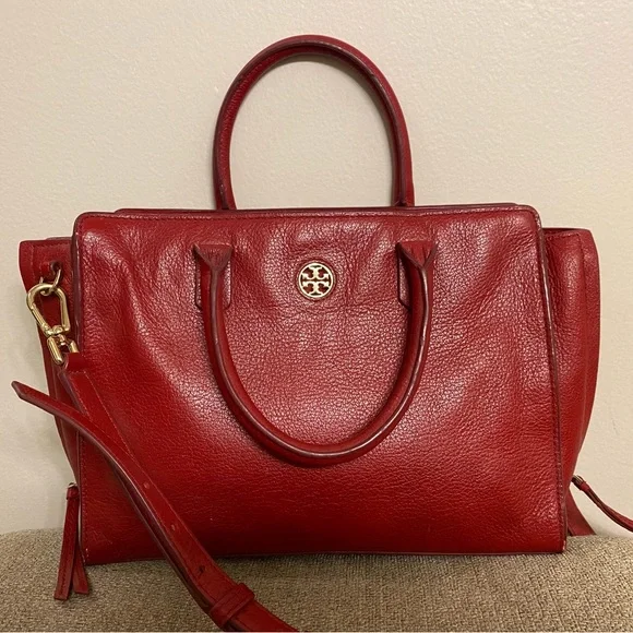 💯VERY RARE Tory Burch Leather Satchel in Red Leather - Picture 1 of 10